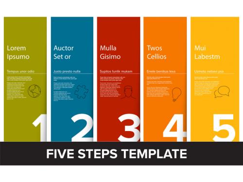 Five Simple Colorful Steps Process Infographic Layout - 389734721