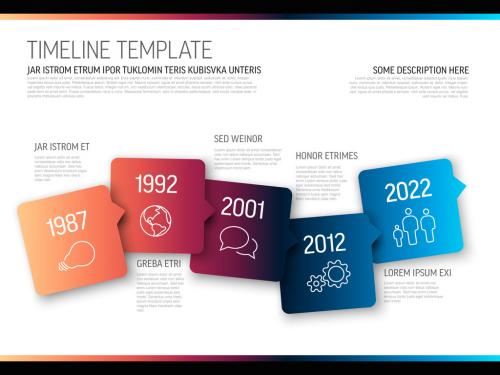 Vector Infographic Horizontal Timeline Layout with Square Bubbles - 389734751