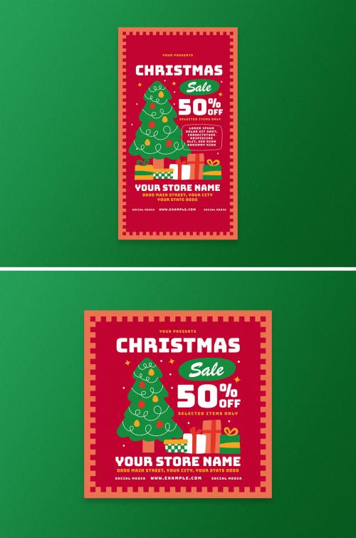 Christmas Sale Promotion Social Media Layout - 389975340