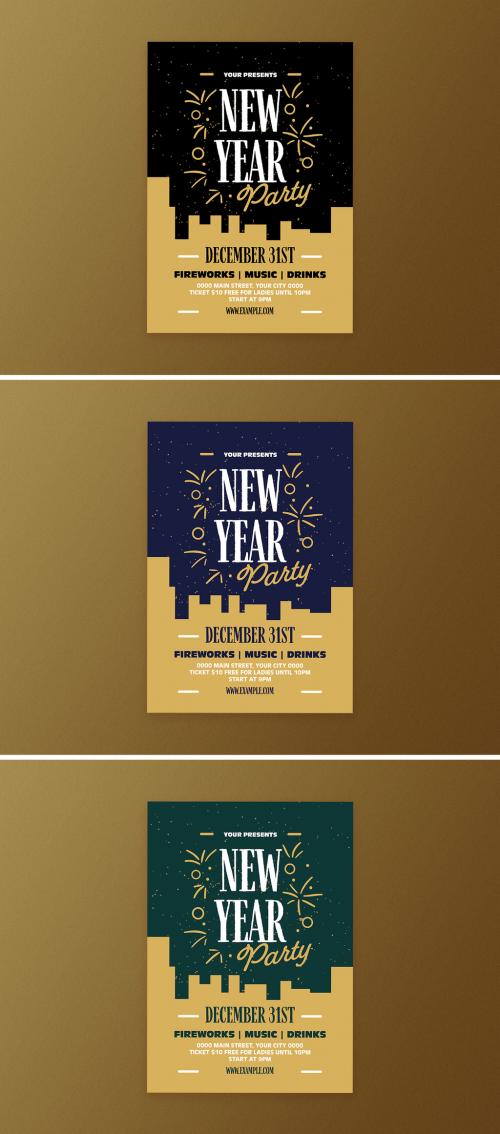 Multicolor New Year Celebration Flyer Layout - 389975377