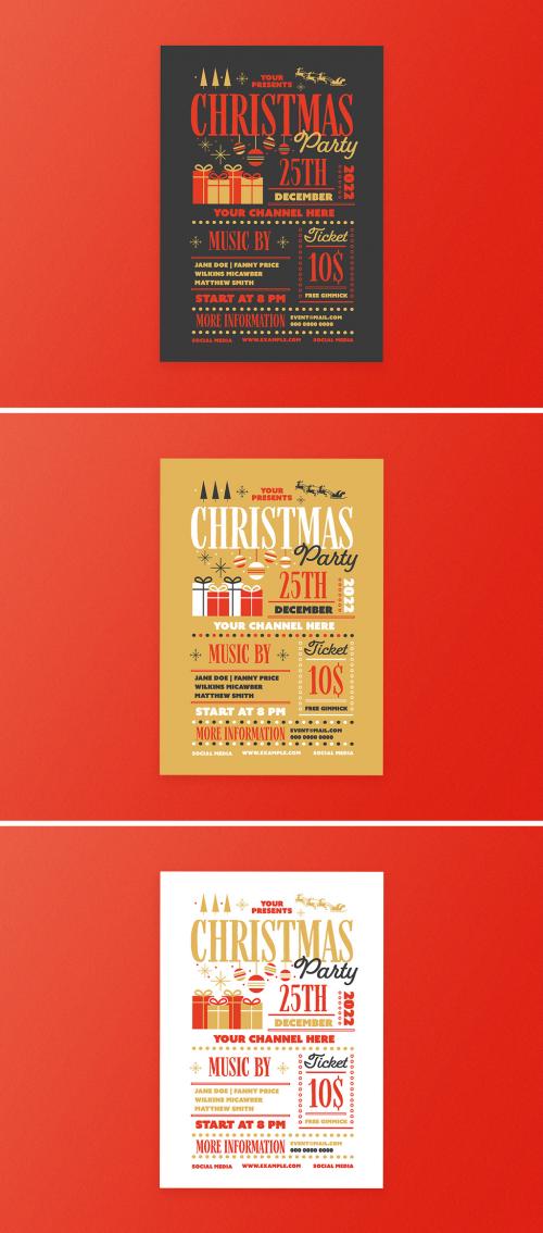 Multicolor Virtual Christmas Party Flyer Layout - 389975423