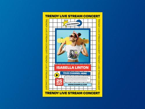 Trendy Live Stream Concert Flyer Layout - 389975486