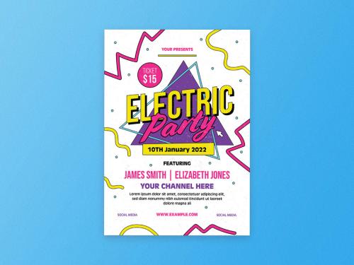 Virtual Electric Party Flyer Layout - 389975499