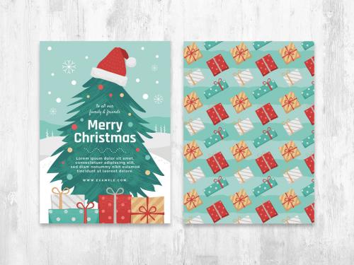 Christmas Tree Greetings Card with Paint Brush Finish - 390453276