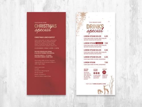 Christmas Menu Flyer with Snowflake Elements - 390457998