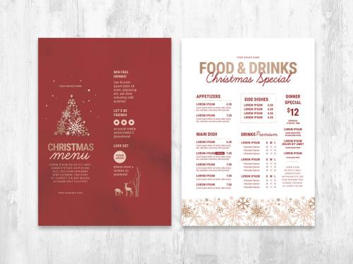 Red and Gold Christmas Menu Layout - 390458032