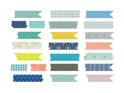 Collection of Patterned Washi Tape Strips - 390505681