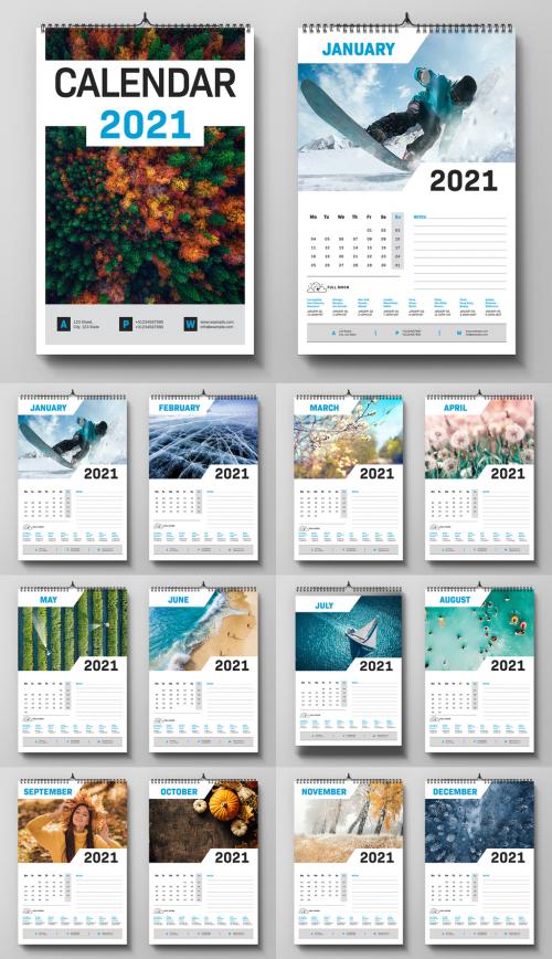 2021 Wall Calendar Layout - 390692962