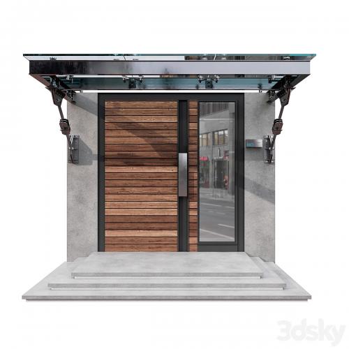 MODERN ENTRANCE WITH GLASS CANOPY NO3