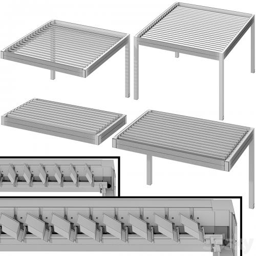 Metal pergola gazebo canopy with roller shutters