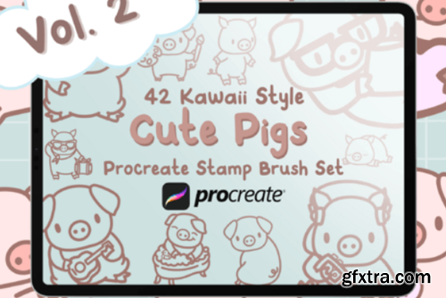 Cute Pigs Vol. 2 Procreate Stamp Brushes