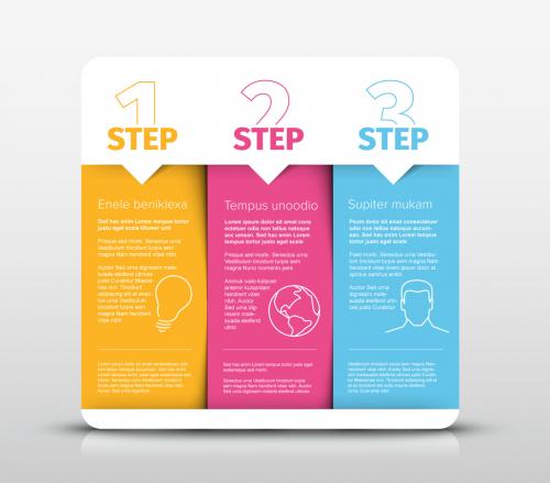 three Simple Colorful Steps Process Infographic Layout - 391585549