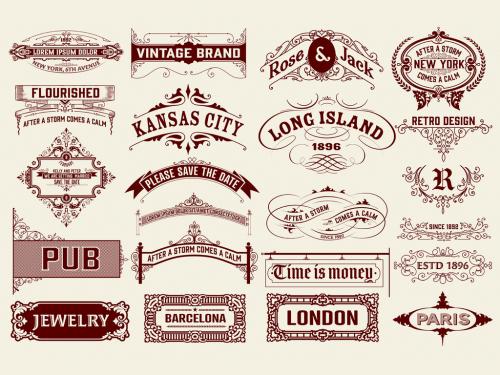 Set of 22 Vintage Logos and Badges  - 391826943