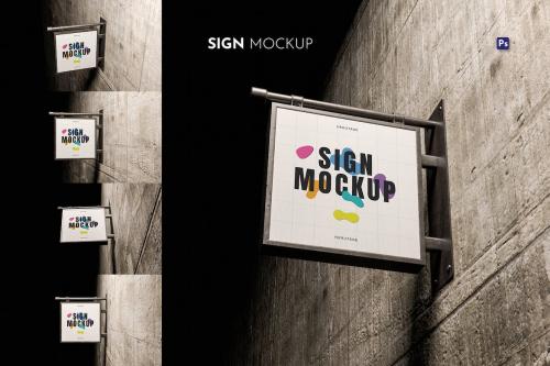 Wall Dark Sign Mockup