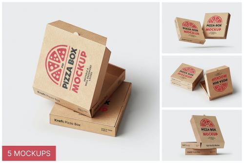 Kraft Pizza Delivery Box Mockup Set