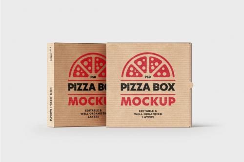 Kraft Pizza Delivery Box Mockup Set