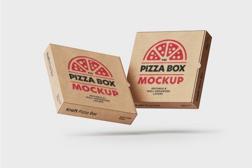 Kraft Pizza Delivery Box Mockup Set