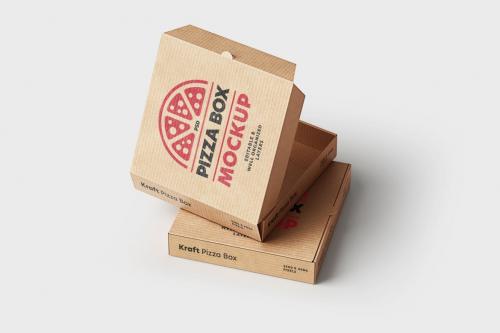 Kraft Pizza Delivery Box Mockup Set