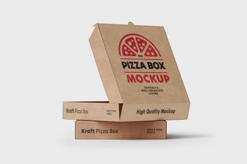 Kraft Pizza Delivery Box Mockup Set