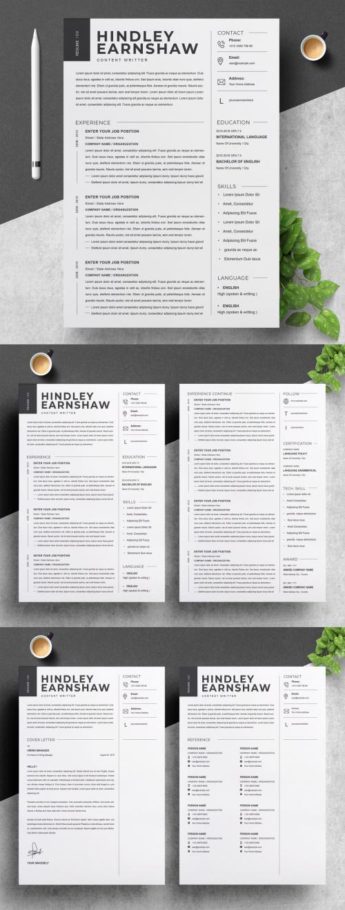 Minimal Resume and Cover Letter and Reference Layout Set - 391860706