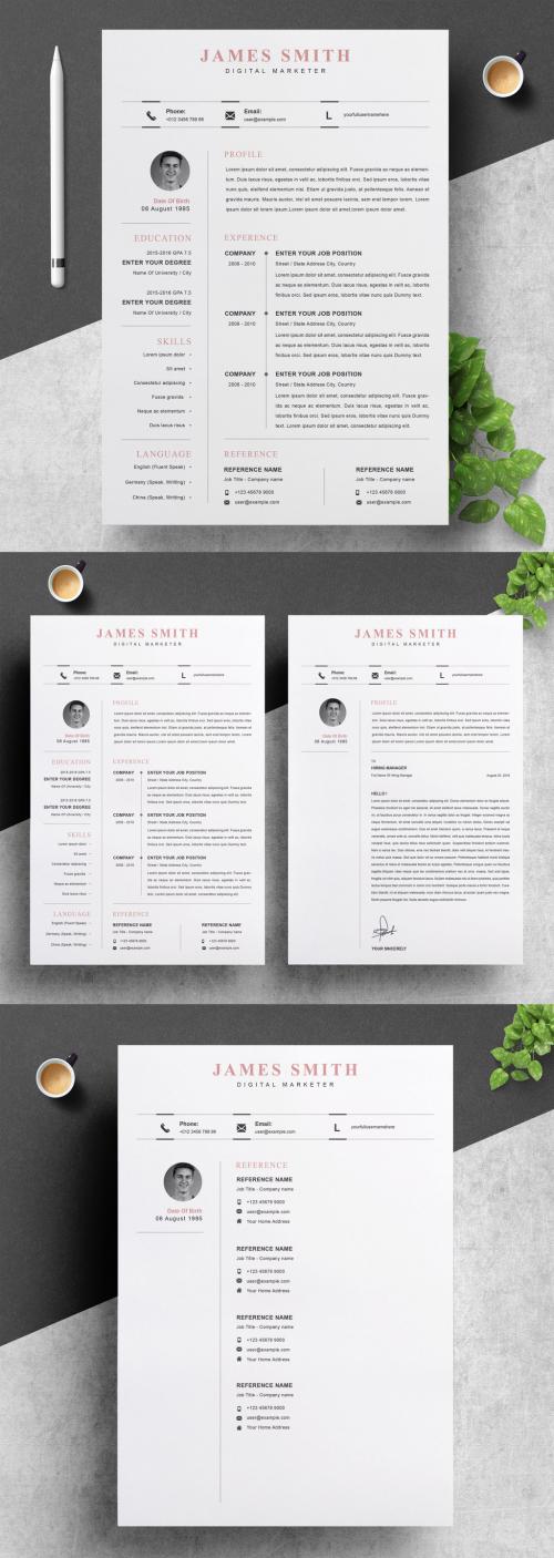 Resume Layout for Professional or Designer - 391860796