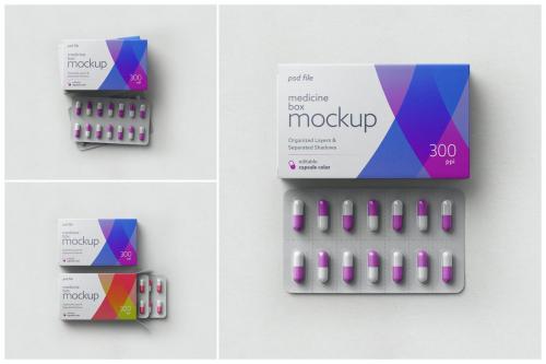 Medicine Pill Box Mockup Set
