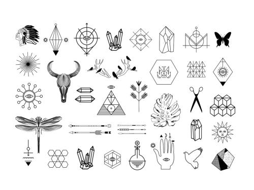 Hipster Symbols and Logotypes Set - 391864879