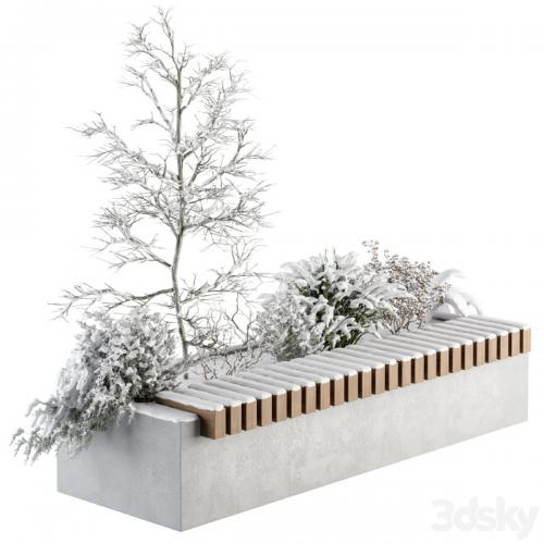 Urban Furniture snowy Bench with Plants- Set 32