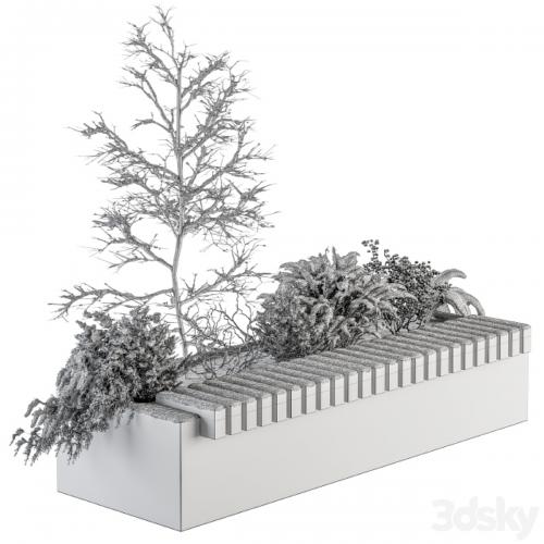 Urban Furniture snowy Bench with Plants- Set 32