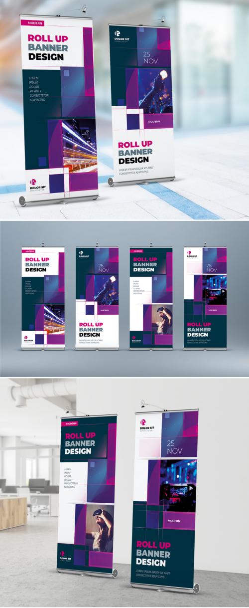 Violet Roll Up Layout with Rectangles - 392074853