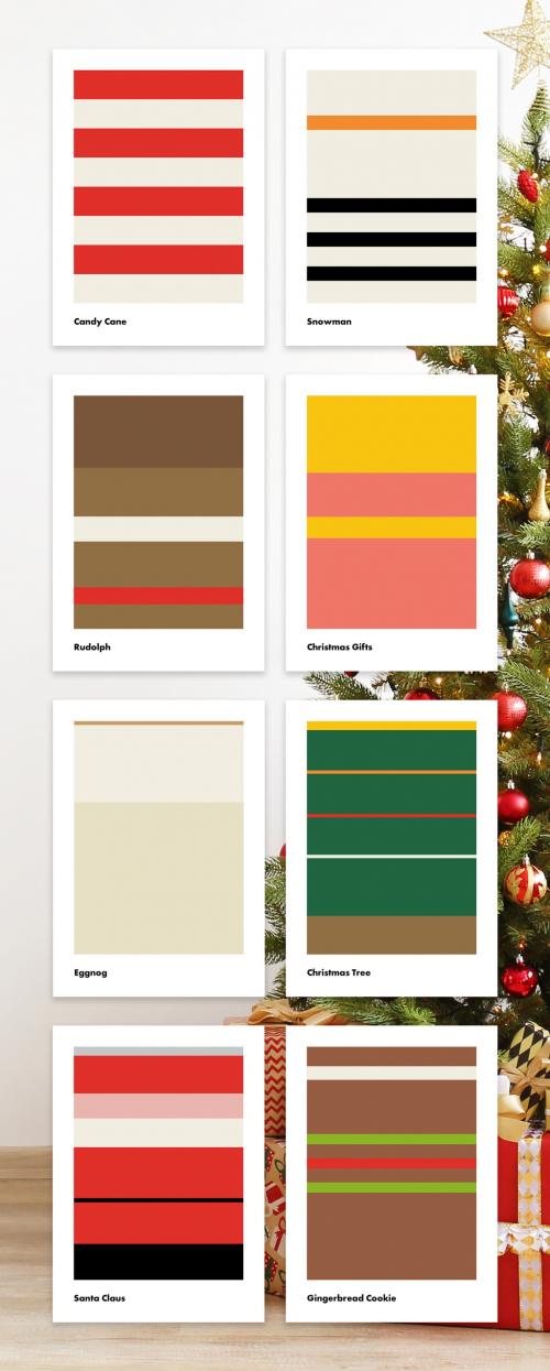 Minimalist Christmas Symbol Postcards Set Layout - 392089882