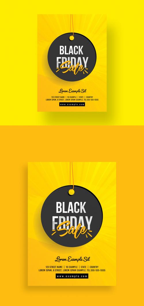 Big Sale Black Friday Flyer with Yellow Accents - 392098141