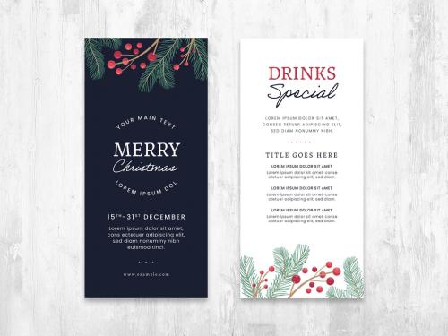 Christmas Menu thin Flyer with Festive Decoration - 392310519