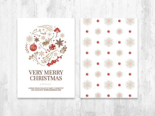 Minimal Christmas Flyer Invite with Rustic Illustrations - 392337608