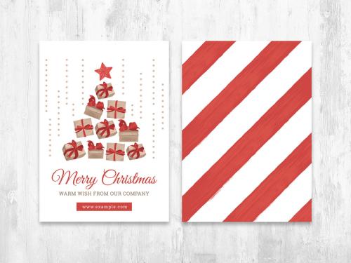 Christmas Postcard with Striped Pattern - 392337665