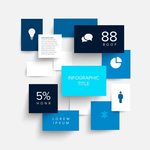 Blue Flat Design Infographic Layout of Content Blocks - 392965601