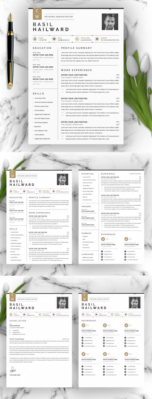 Resume and Cover Letter Layout Set with Sidebar Element - 393159035
