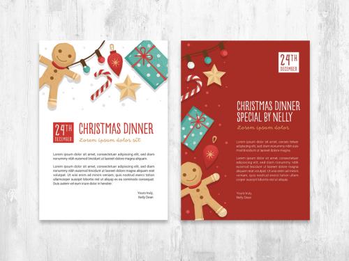 Simple Christmas Flyer Layout with Christmas Elements - 393168086