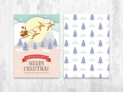 Christmas Flyer Layout with Santa Claus Reindeer - 393168122