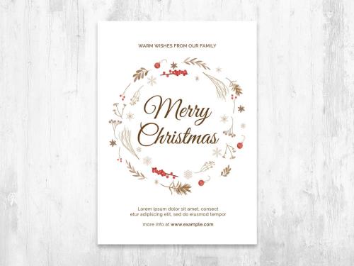 Simple Christmas Postcard Layout Invitation with Wreath Elements - 393169927