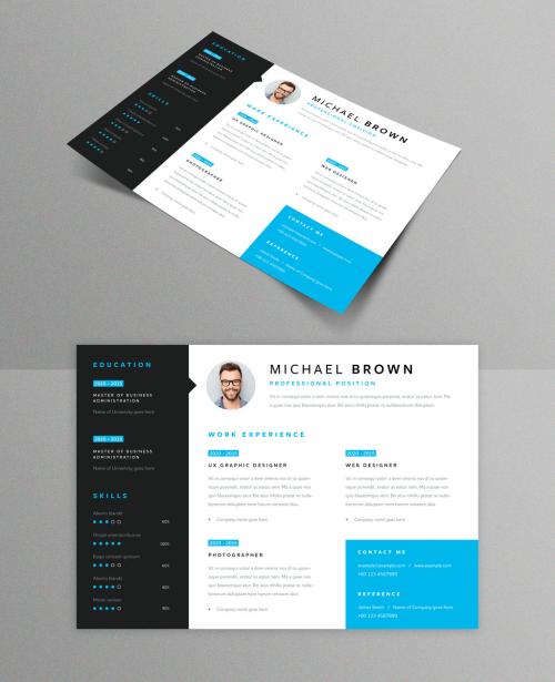 Modern Resume Layout with Black Sidebar - 393185425