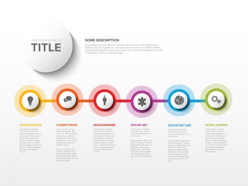Six Elements Infographic Timeline Layout with Icons in Circles - 393382162