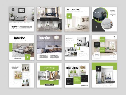 Set of Social Media Post Layouts for Interior Design - 393700159