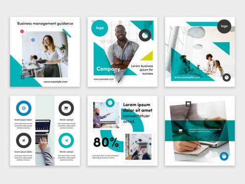 Modern Business Social Media Layouts with Teal Accent - 393700196