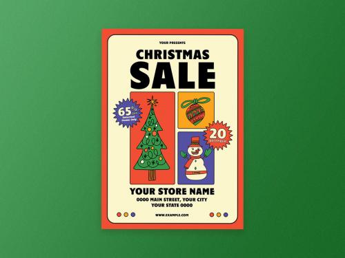 Doodle Christmas Sale Flyer Layout - 394733704