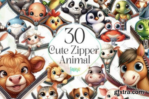 Cute Zipper Animal Sublimation Clipart