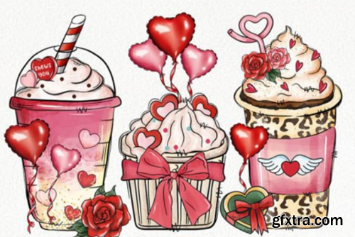 Coffee Valentine's Day PNG Bundle