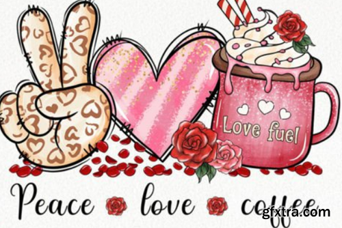 Coffee Valentine's Day PNG Bundle