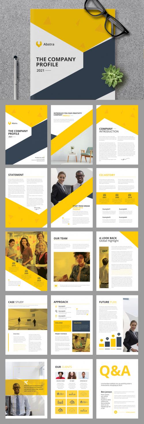 Company Profile Layout with Yellow Accents - 394759050