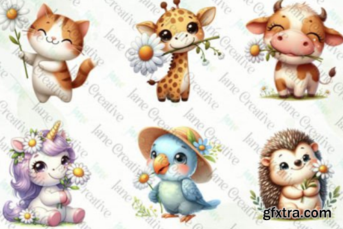 Cute Animals & Daisy Flowers Sublimation